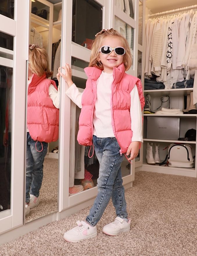 Arshiner Girls Winter Zipper Puffer Vest Lightweight Sleeveless Outwear Puffy Vests for 5-12 Years Old