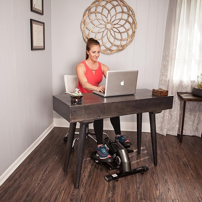 JFIT Mini Elliptical – Under Desk & Standing Workout, Compact, Quiet, Adjustable Resistance, LCD Monitor for Progress Tracking