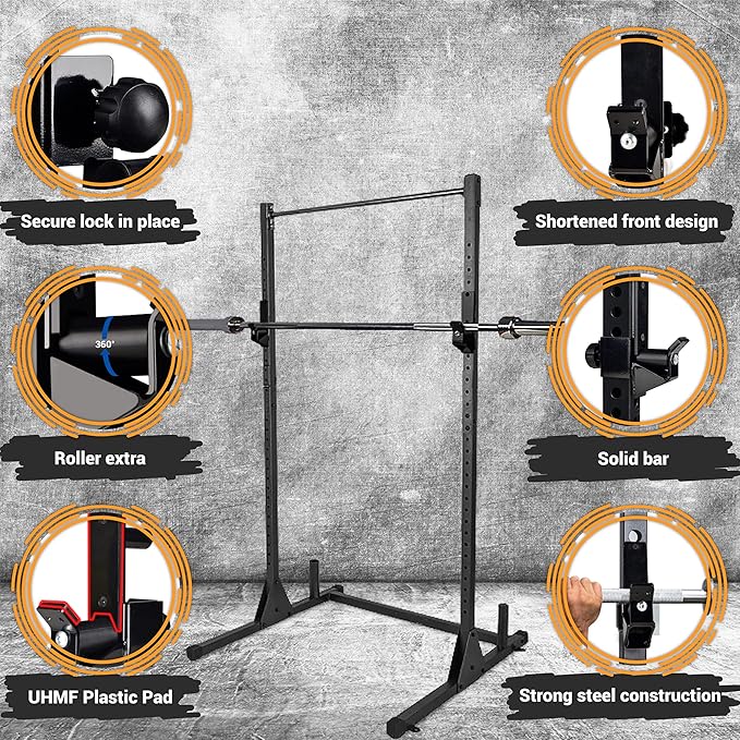 Yes4All Power Rack J-Hooks & Attachments – Heavy Duty Barbell Holders Compatible with 2x2 & 3x3 Power Racks for Home Gym