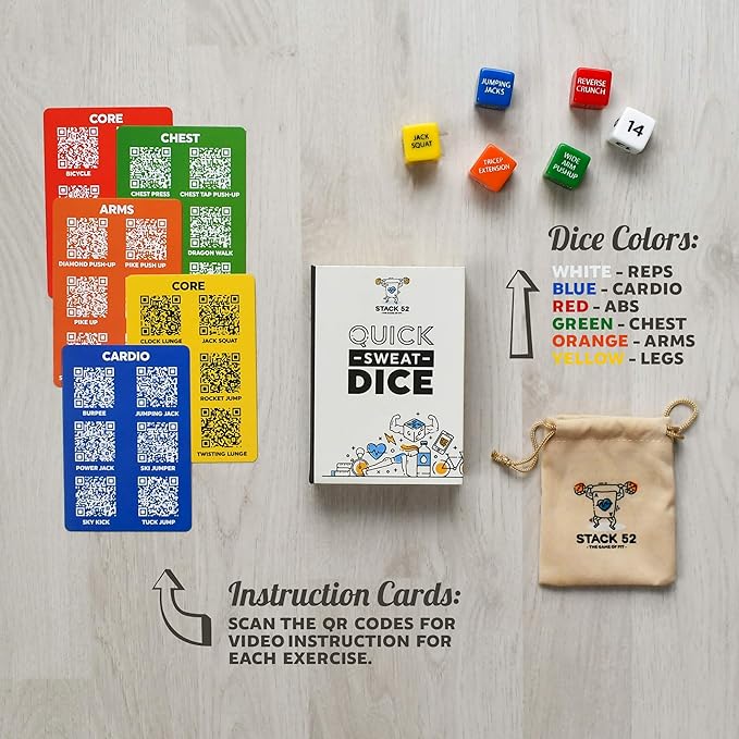 Quick Sweat Fitness Dice. Bodyweight Exercise Workout Game.