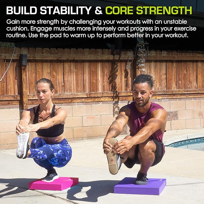 ProsourceFit Exercise Balance Pad – Large Cushioned Non-Slip Foam Mat & Knee Pad for Fitness, Stability Training, Physical Therapy, Yoga 15"x19"