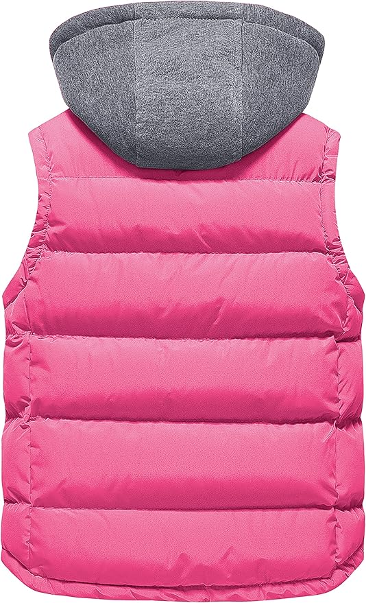 Pursky Girl's and Boy's Warm Puffer Vest Coat Water Resistant Sleeveless Jacket With Detachable Hood for 6-14Y