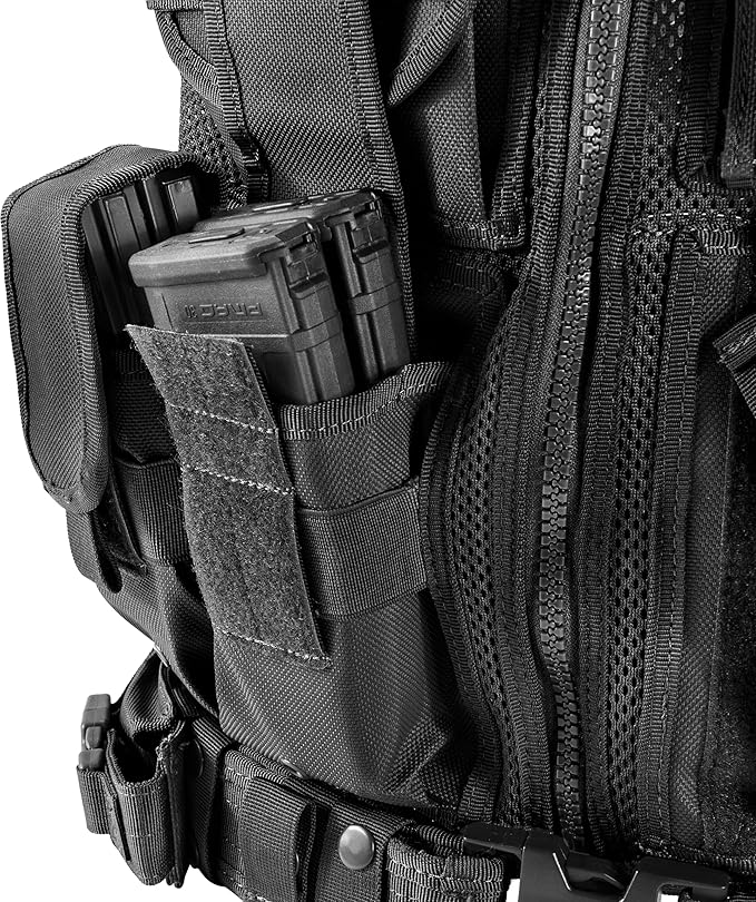 Barska Loaded Gear VX-200 Tactical Vest, Plus Size, Right-Handed, Black – Adjustable, Durable, and Multi-Pocket Design