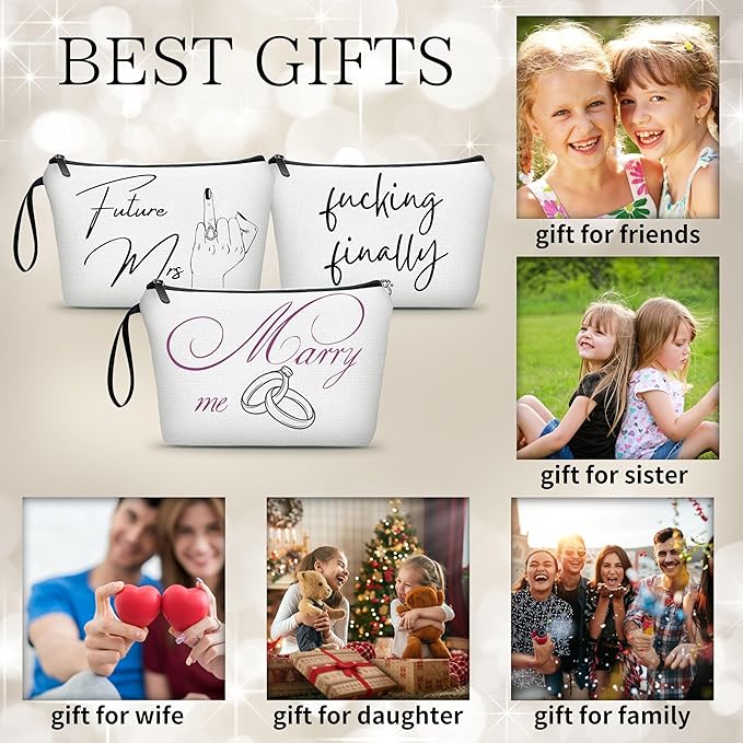 Bachelorette Gifts for Bride,Engagement Gifts,Bridal Shower Gifts for Bride To Be,Small Cosmetic Travel Makeup Bag,Bride Makeup Bag,Engaged Gifts,Bridal Shower Gifts,Funny Engagement Gifts