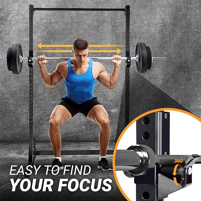 Yes4All Power Rack J-Hooks & Attachments – Heavy Duty Barbell Holders Compatible with 2x2 & 3x3 Power Racks for Home Gym