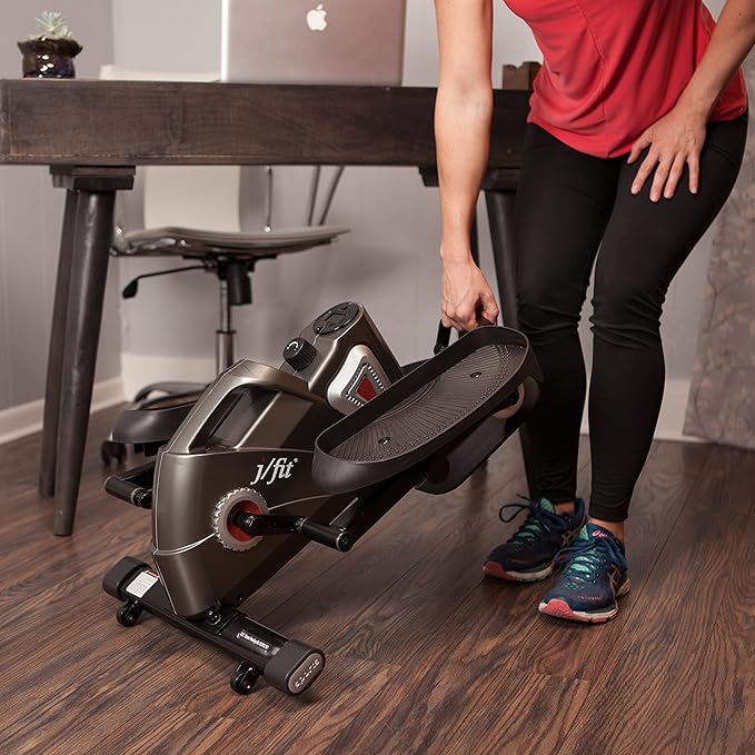 JFIT Mini Elliptical – Under Desk & Standing Workout, Compact, Quiet, Adjustable Resistance, LCD Monitor for Progress Tracking