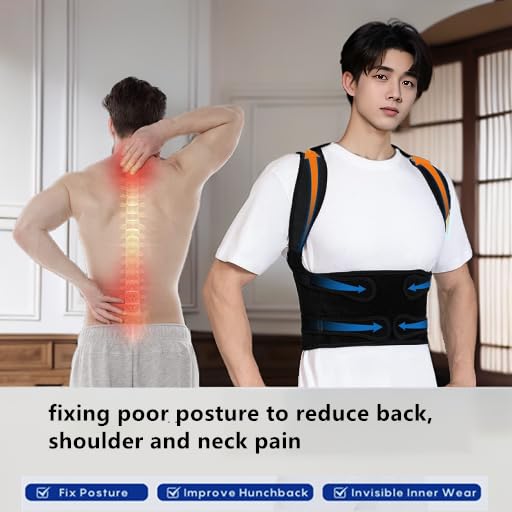 Back Brace for Women and Men,Shoulder Straightener,Back straightener,Adjustable Posture Corrector Suitable for Upper and Lower Back Pain Relief-Scoliosis,Hunchback,Spine Corrector（Black，M）