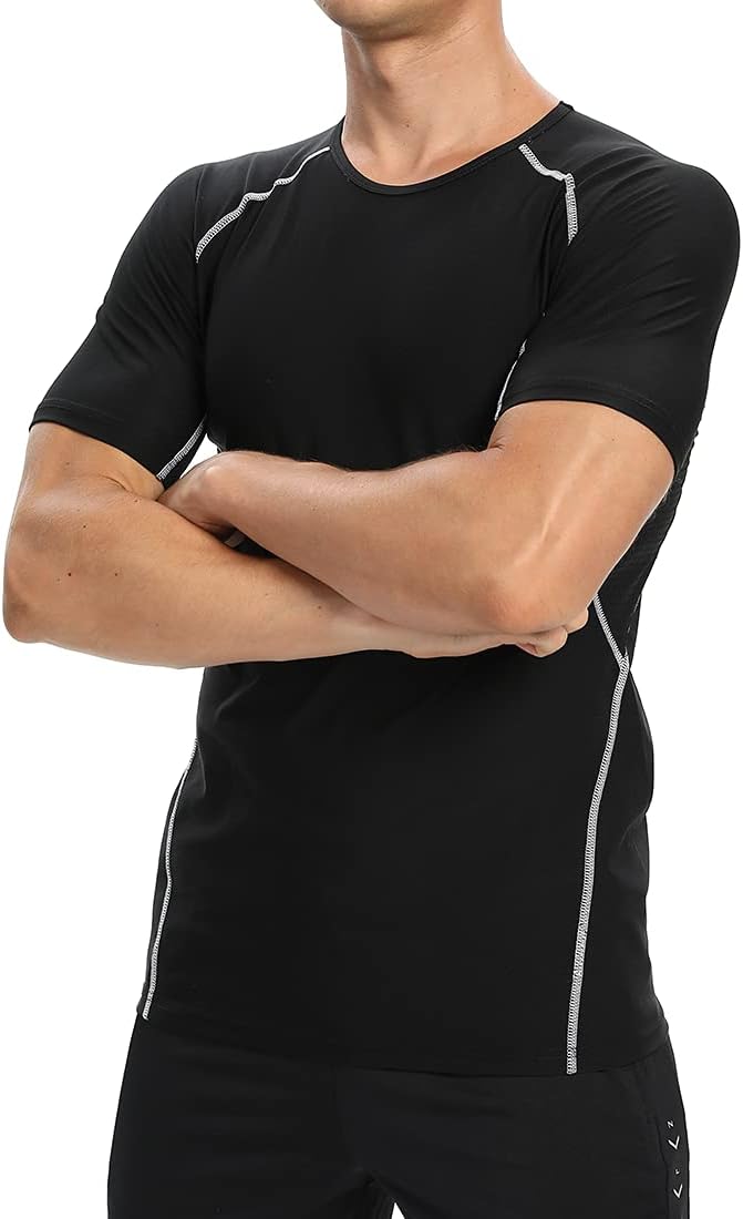 QBK Big and Tall Men's Sauna Sweat Suit Compression Heat Trapping Shirt for Gym Exercise Slimmer Shapewear Sweat Vest