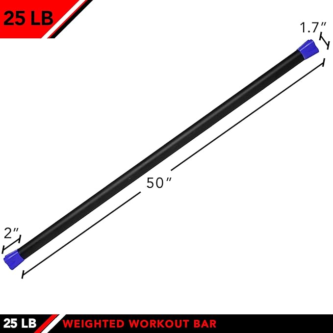 JFIT Weighted Workout Bars 7 Size 5-30lbs, Rubber