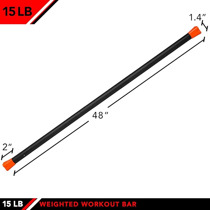 JFIT Weighted Workout Bars 7 Size 5-30lbs, Rubber
