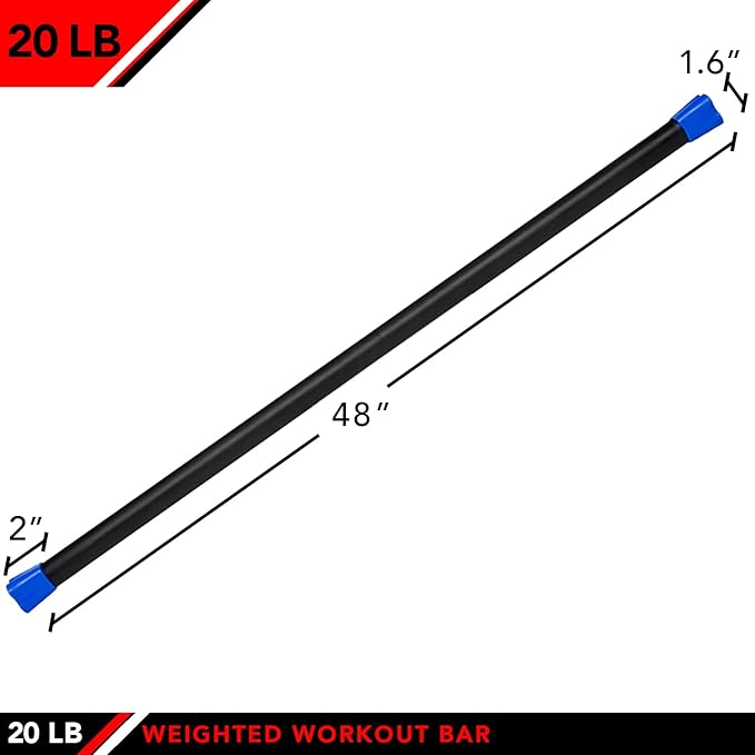 JFIT Weighted Workout Bars 7 Size 5-30lbs, Rubber