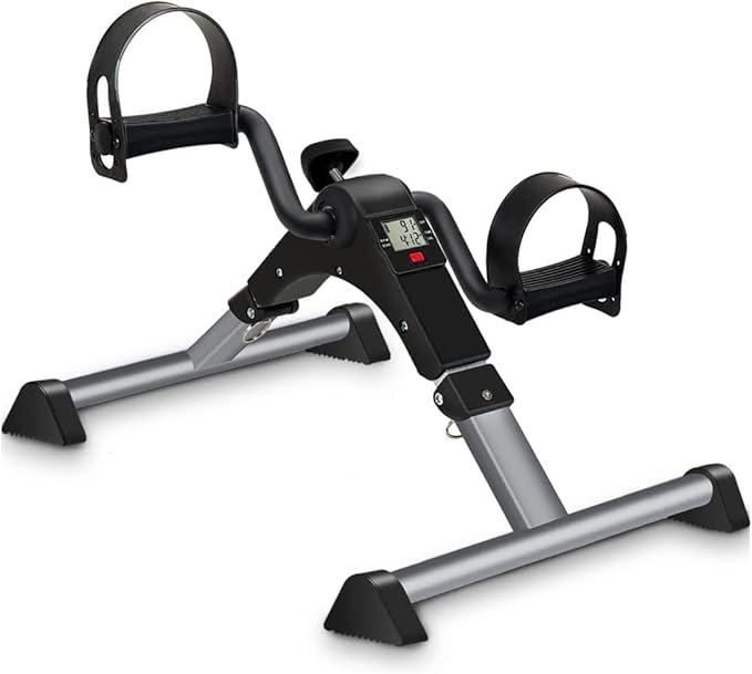 Multi-Use Physic-Under Desk Exercise Bike Pedal Exerciser, Fully Assembled Pedal Exerciser for Seniors, Foldable Mini Exercise Bike for Office Fitness with LCD Display, Peddler Exerciser