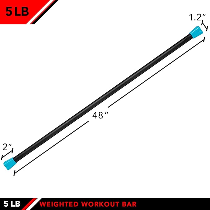 JFIT Weighted Workout Bars 7 Size 5-30lbs, Rubber