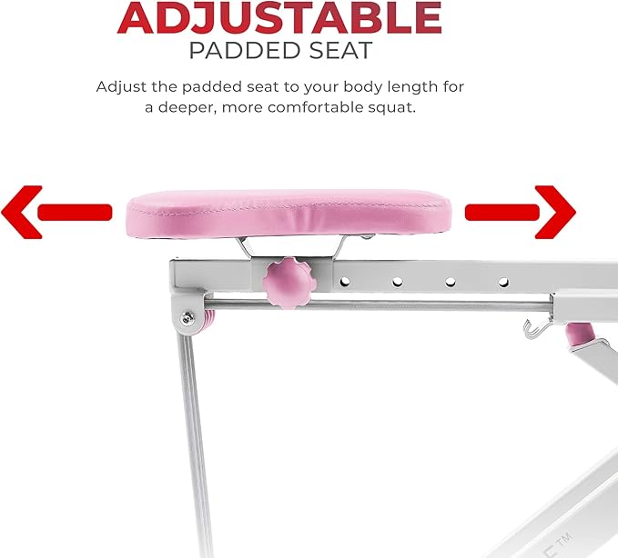 Sunny Health & Fitness Row-N-Ride Squat Assist Trainer, Foldable & Easy Setup Exercise Equipment w/Adjustable Resistance, Home Gym Training Machine for Arm, Glute & Leg Workout, Optional in Colors