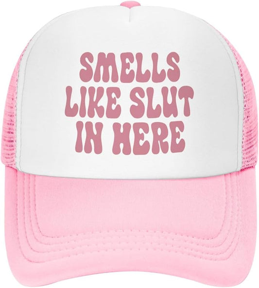Put It On My Husband's Tab Drinking Trucker Hat - Funny Pink Trucker Hat for Women and Men