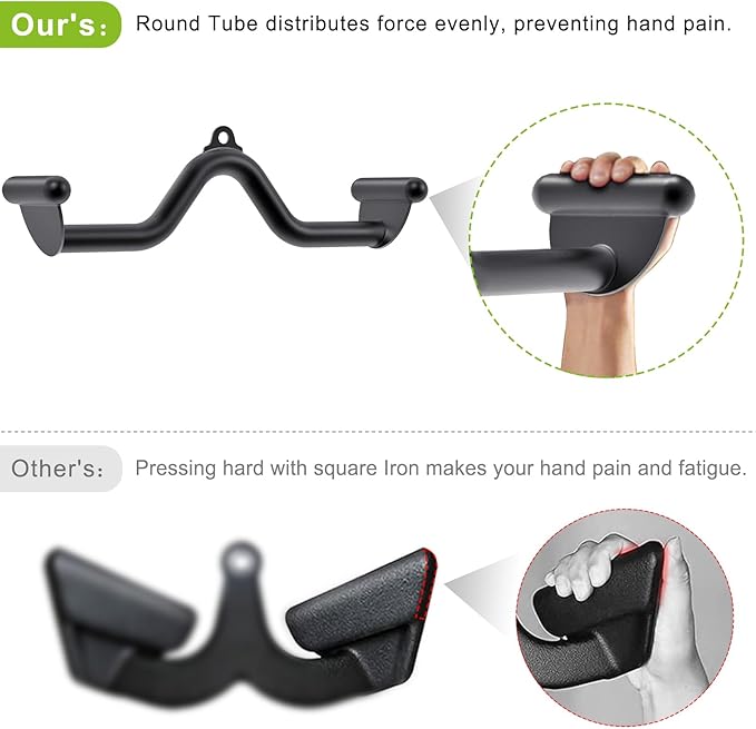 Kipika LAT Pull Down Bars Cable Machine Attachment, Rowing T-bar V-bar Set, Back Strength Training Handle Grips for Cable Machine Rowing Machine, 12" 20" 24" 28" 32" Five Sizes