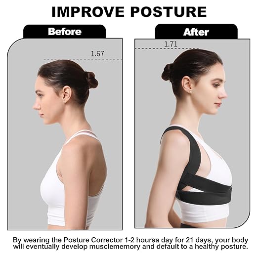 Posture Corrector for Women and Man - Posture Trainer for Neck Hump & Scoliosis Correction | Adjustable, Comfortable, and Pain-Relieving | Ideal for Desk Workers & Long-Term Wear(Medium）