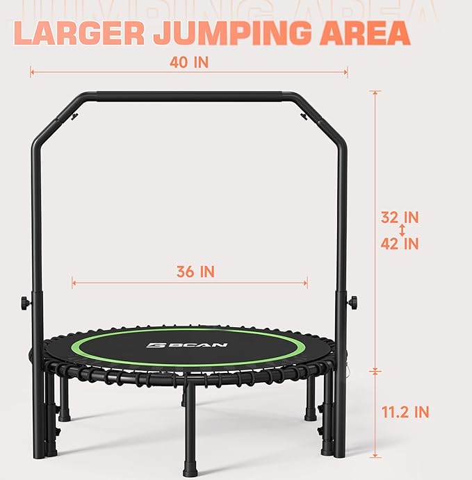BCAN 450/550 LBS Foldable Mini Trampoline 40"/48" Fitness