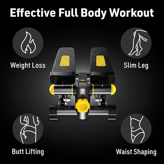 Steppers for Exercise at Home, Japard Mini Stairs with Resistance Bands, 220LBS Loading Capacity, Full Body Cardio Equipment, Adjustable Fitness Workout Legs Anti Slip Pads