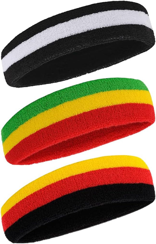 BEACE Sweatbands Sports Headband for Men & Women - Moisture Wicking Athletic Cotton Terry Cloth Sweatband for Tennis, Basketball, Running, Gym, Working Out