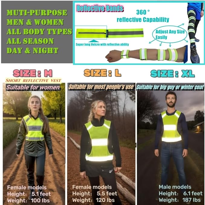 Reflective Vest Safety Running Gear with Pocket,High Visibility for Running,Biking,Walking,Women & Men