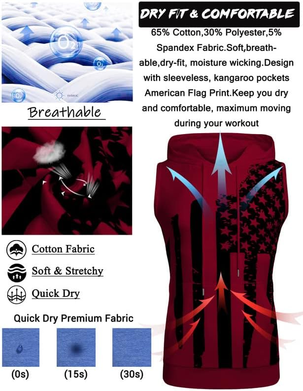 Babioboa Men's Workout Hooded Tank Tops Sleeveless Gym Hoodies Bodybuilding Muscle Cut Off T-Shirts