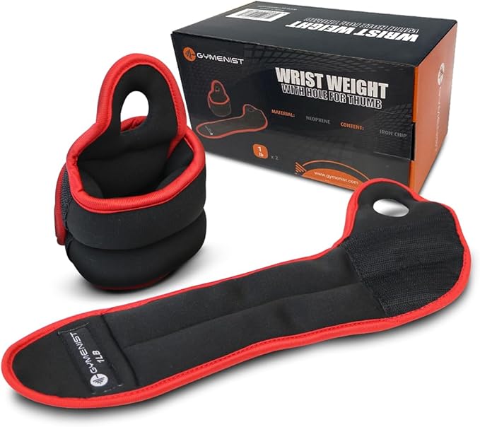 Pair of Wrist Weights With Hole for Thumb