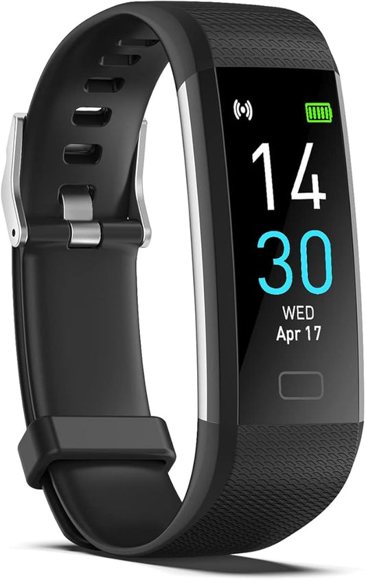 Atan Fitness Tracker with Heart Rate & Blood Oxygen Monitor – Smart Watch for Android & iOS, IP68 Waterproof, Sleep & Stress Tracking, Multi-Sport Mode, Step Counter, 7-Day Battery Life (Black)