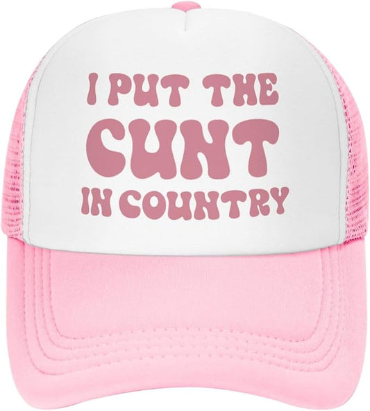 Put It On My Husband's Tab Drinking Trucker Hat - Funny Pink Trucker Hat for Women and Men