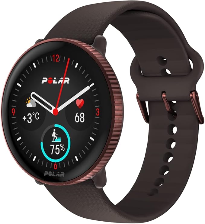 POLAR Ignite 3 Series Fitness Tracking Smartwatch with AMOLED Display, GPS, Heart Rate Monitoring, Sleep Analysis, and Real-Time Voice Guidance; S-L, for Men or Women, Brown Copper