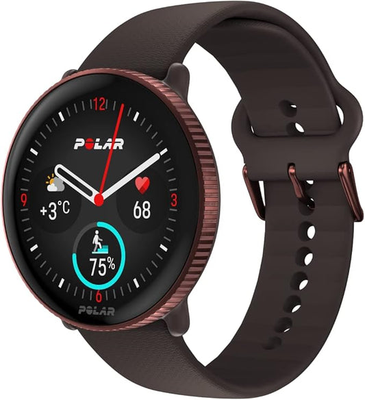 POLAR Ignite 3 Series Fitness Tracking Smartwatch with AMOLED Display, GPS, Heart Rate Monitoring, Sleep Analysis, and Real-Time Voice Guidance; S-L, for Men or Women, Brown Copper