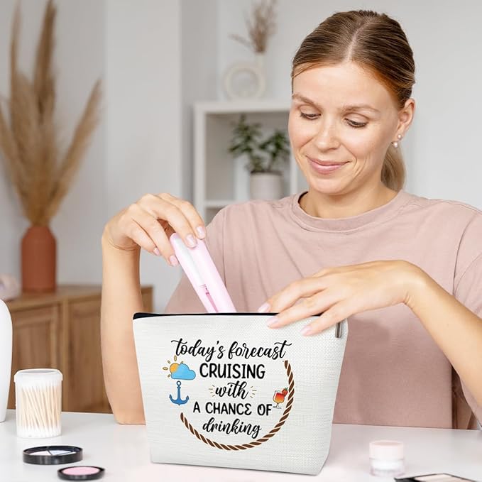 Beach Makeup Bags For Mom Women Grandma Mothers Day, Cruise Travel Gift, Cosmetic Bag, Pouch Travel Organizer, Zipper Pouch For Family, Cruise Lover Summer Vacation Gift