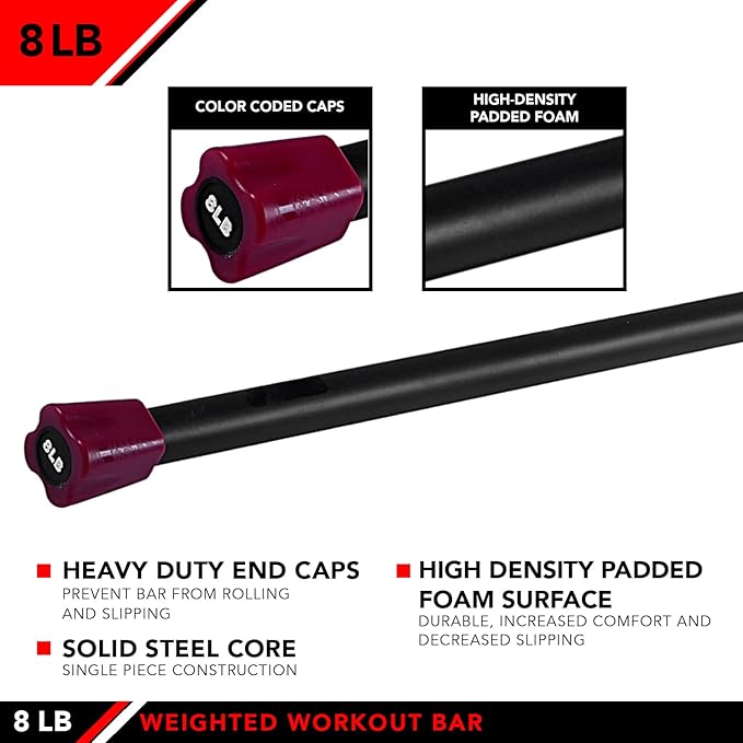 JFIT Weighted Workout Bars 7 Size 5-30lbs, Rubber
