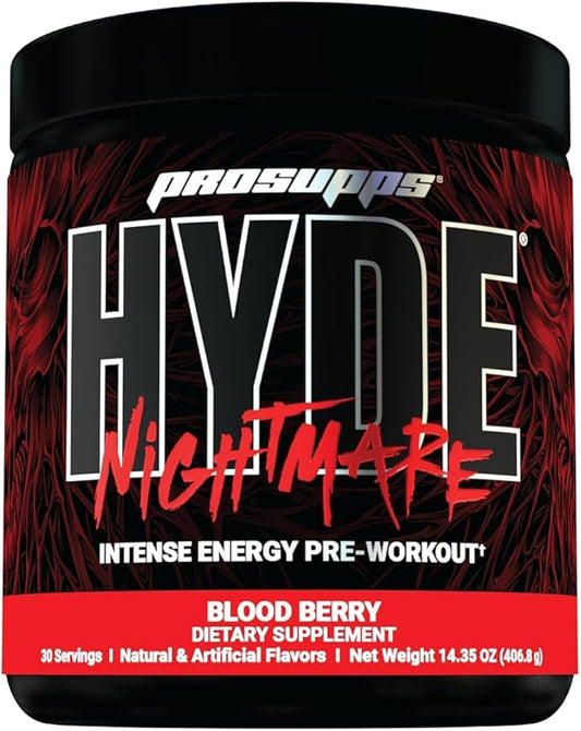 PROSUPPS Mr. Hyde Nightmare Pre Workout Powder with Caffeine & Beta Alanine - Preworkout for Intense Energy, Mental Focus & Performance - Gym & Fitness Supplements (Blood Berry, 30 Servings)