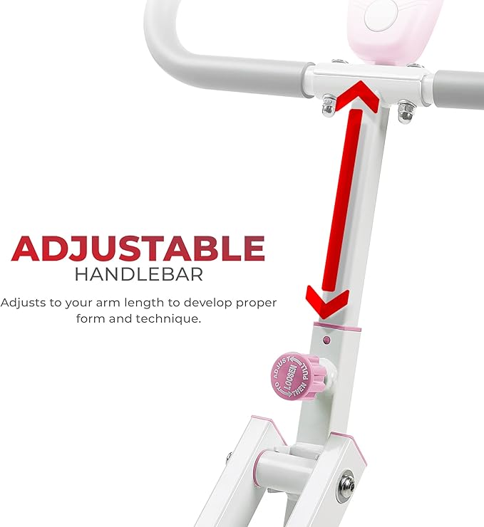 Sunny Health & Fitness Row-N-Ride Squat Assist Trainer, Foldable & Easy Setup Exercise Equipment w/Adjustable Resistance, Home Gym Training Machine for Arm, Glute & Leg Workout, Optional in Colors