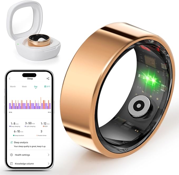 BANGALORE Smart Fitness Ring for Men & Women – Activity & Wellness Tracker with Heart Rate, Sleep, and Blood Oxygen Monitoring, Motion Tracking, Waterproof Build, and No Subscription Required (9#)