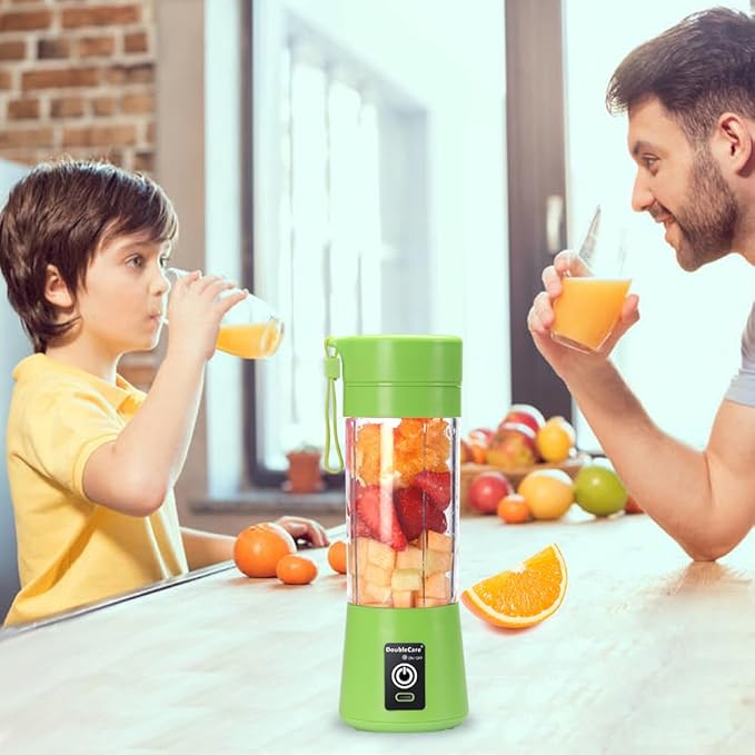 Portable Electric USB Juicer Blender Cup, Mini Blender for Shakes and Smoothies, Juice - 380ml, Six Blades, Green