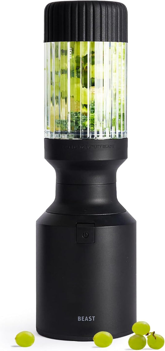 Beast Mighty 850 | Premium Compact Personal Blender | Smoothies, Shakes, Dressings, Sauces, Desserts, Dips | Blends Ice and Frozen Fruit | Includes Extra Lids and Straws | 850W (Carbon Black)