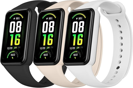 Amzpas TPU Bands for Amazfit Band 7 Fitness & Health Tracker, 3 Pack Soft Breathable Wristband, Adjustable Replacement Sportt Strap for Women Men