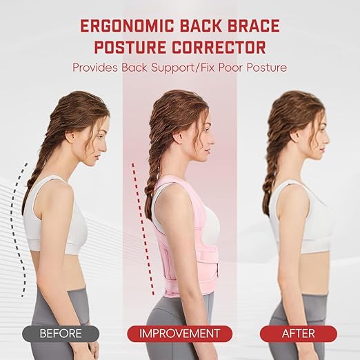 Back Brace Posture Corrector for Women & Men, Adjustable Shoulder Straightener with Full Back Support, Relief for Lower & Upper Back Pain, Hunchback & Scoliosis (Pink, Medium)