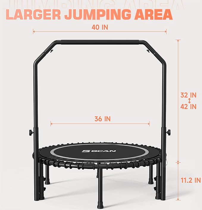 BCAN 450/550 LBS Foldable Mini Trampoline 40"/48" Fitness
