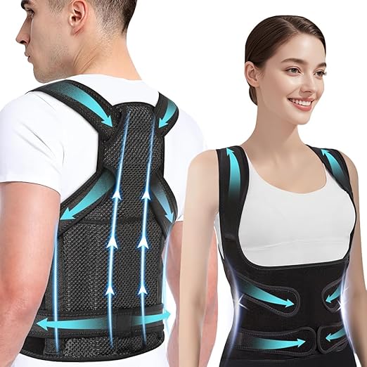Premium Adjustable Back Brace Posture Corrector for Women and Men - Effective Straightener for Scoliosis, Hunchback Correction, Lower Back Pain Relief, Spine Alignment, and Posture Training(Small)