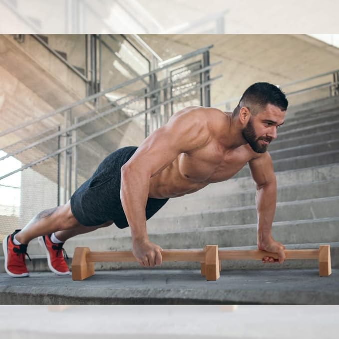 Pushup Stands - Wooden Push Up Bars Gym