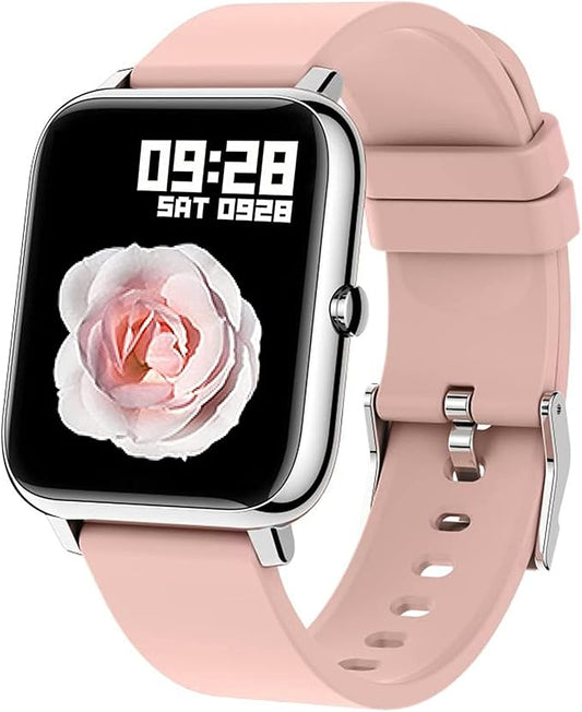 Popglory Smart Watch, Smartwatch with Blood Pressure, Blood Oxygen Monitor, Fitness Tracker with Heart Rate Monitor, Full Touch Fitness Watch for Android & iOS for Men Women (Pink)