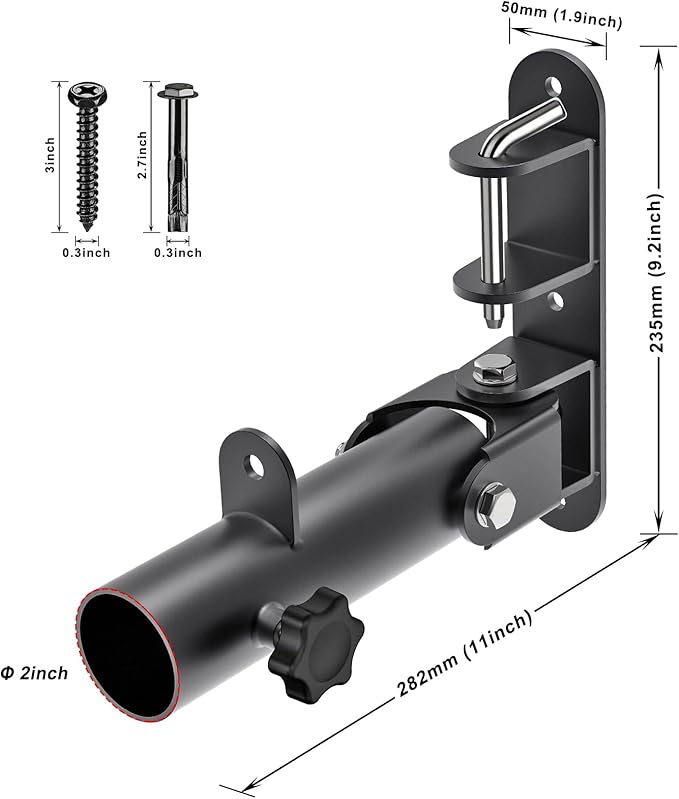 Kipika Wall Mount Landmine Attachment for 1" Standard Bar and 2" Olympic Bars - Heavy Duty T-Bar Row Platform with Swivel - Ideal for Home Gym Workouts