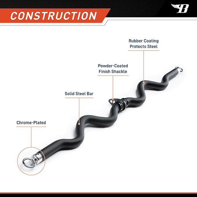 Deluxe Exercise Curl Bar for Lats BBEB-7355 Black 47 inches