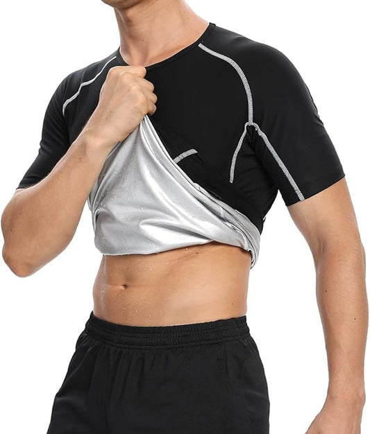 QBK Big and Tall Men's Sauna Sweat Suit Compression Heat Trapping Shirt for Gym Exercise Slimmer Shapewear Sweat Vest