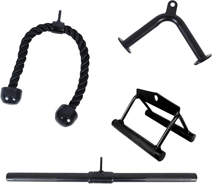 Tricep Press Down Cable Attachment, LAT Pulldown Attachment, Weight Machine Accessories, V Handle with Rotation, Tricep Rope, Rotating Bar, V-Shaped Bar, Multiple Options