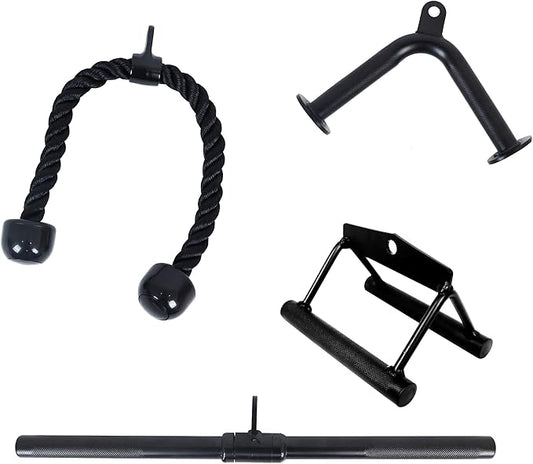 Tricep Press Down Cable Attachment, LAT Pulldown Attachment, Weight Machine Accessories, V Handle with Rotation, Tricep Rope, Rotating Bar, V-Shaped Bar, Multiple Options