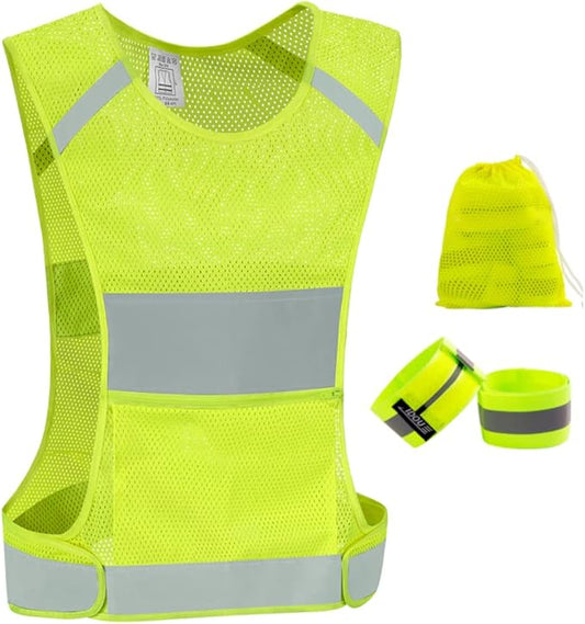 Reflective Vest Safety Running Gear with Pocket,High Visibility for Running,Biking,Walking,Women & Men